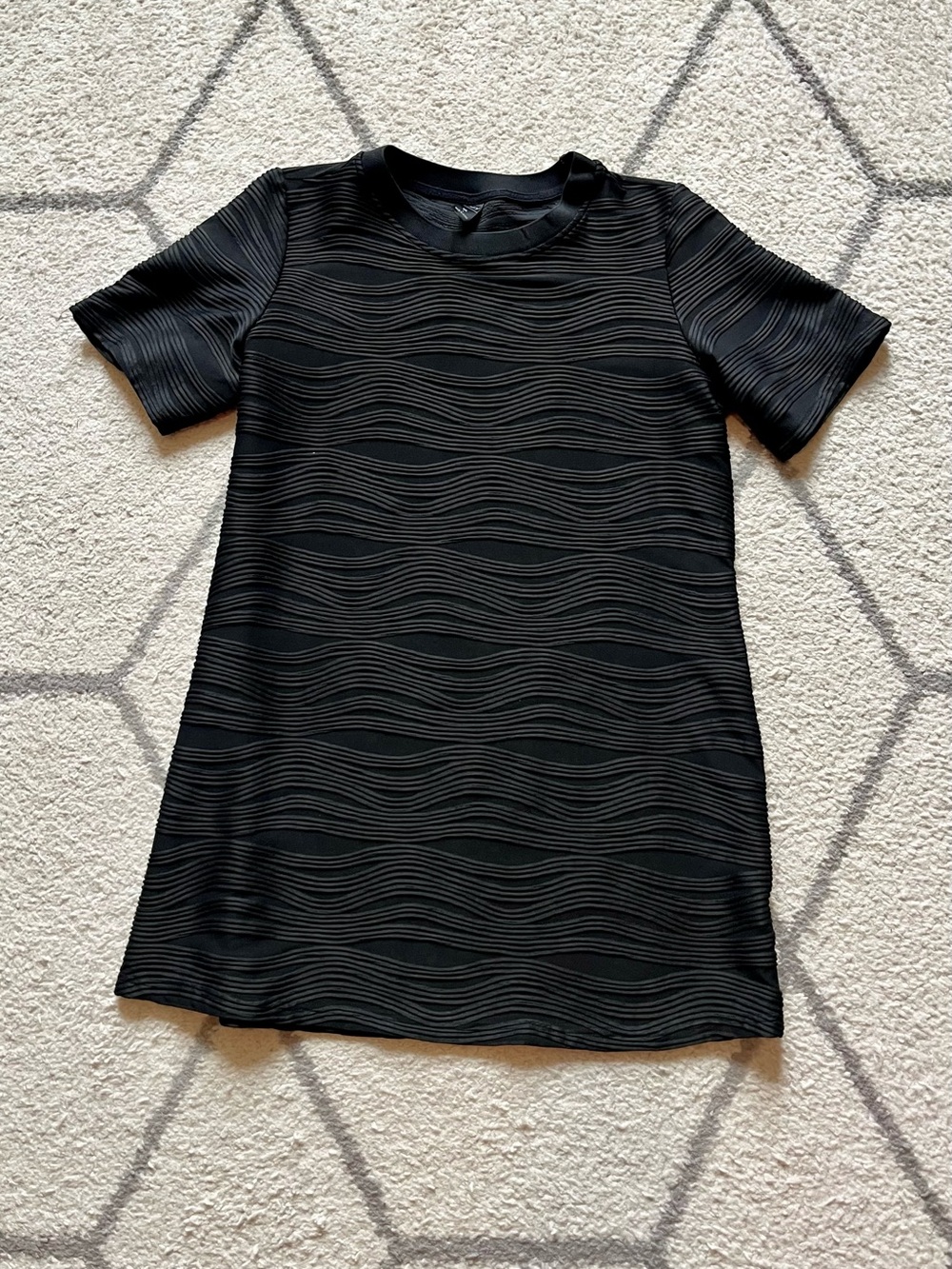 Casual Black Textured Wave Mini Dress